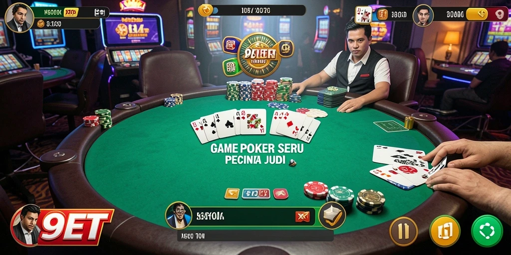 Tangkapan layar menunjukkan suasana permainan poker yang mendebarkan.