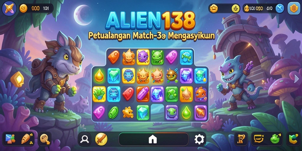 Tangkapan layar dari gameplay seru ALIEN138 yang penuh dengan tantangan Match-3.