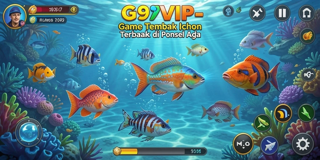 Tampilan penuh warna dari gameplay Tembak Ikan G9VIP.