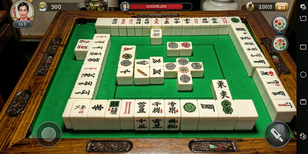 Tampilan gameplay GOGOREJEKI dengan ubin Mahjong yang menarik.