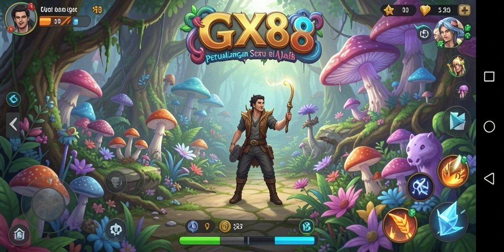 Screenshot dari gameplay GX88 yang menampilkan aksi petualangan yang mendebarkan.