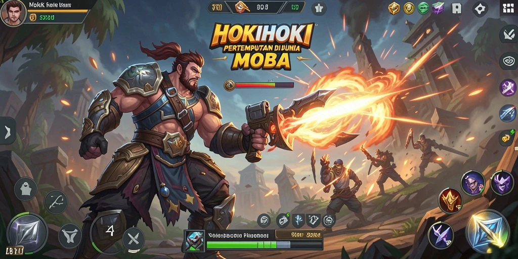Tampilan seru gameplay HOKIHOKI dalam pertarungan tim.