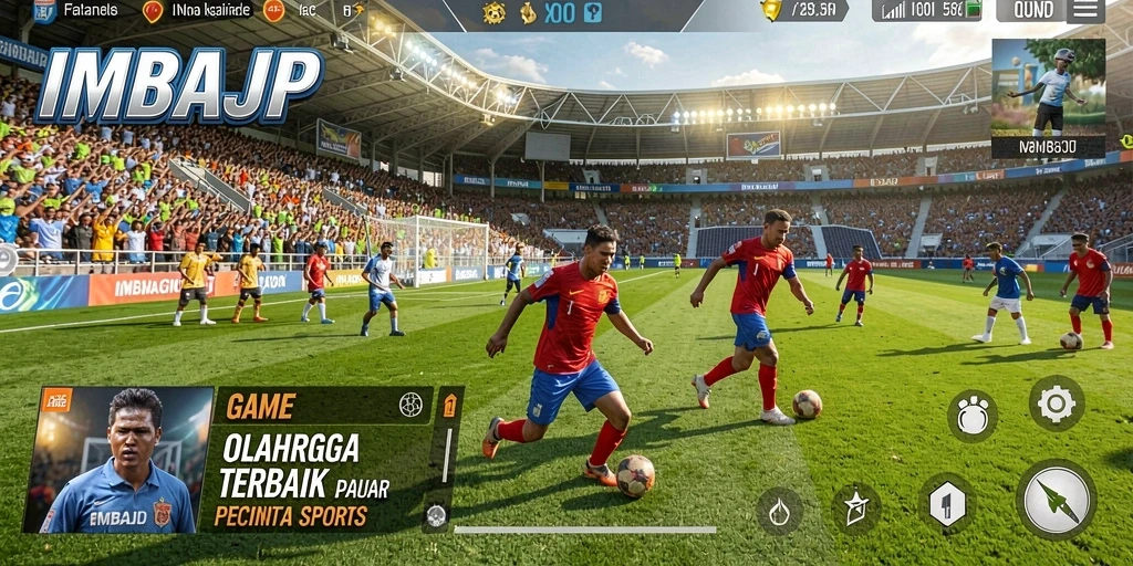Tangkapan layar utama <strong>IMBAJP</strong> menampilkan aksi seru dalam gameplay olahraga.