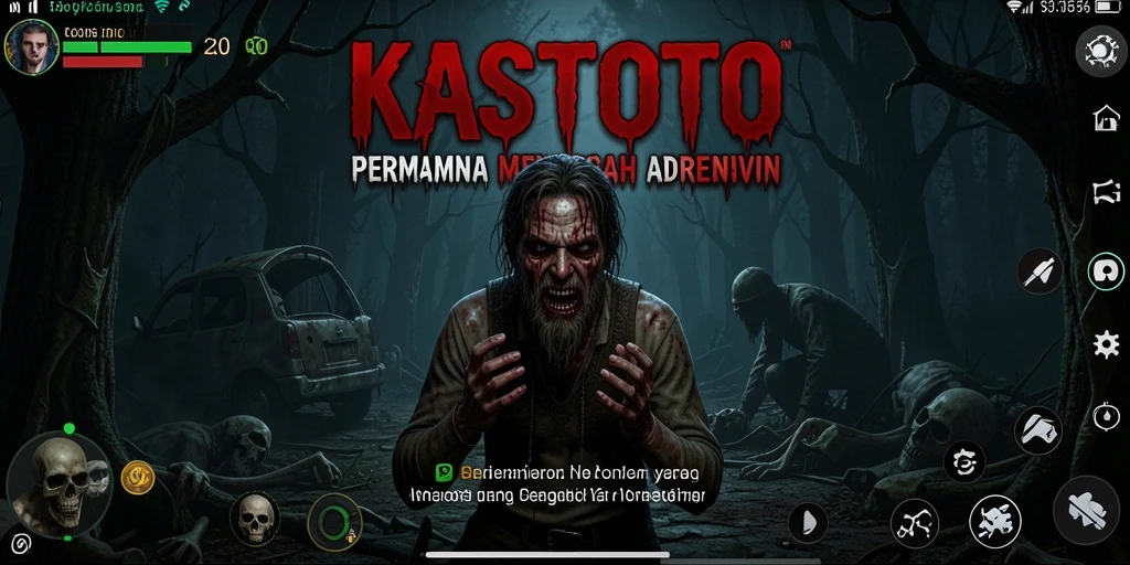 Screenshot menampilkan suasana gelap dan menegangkan dari gameplay KASTOTO.