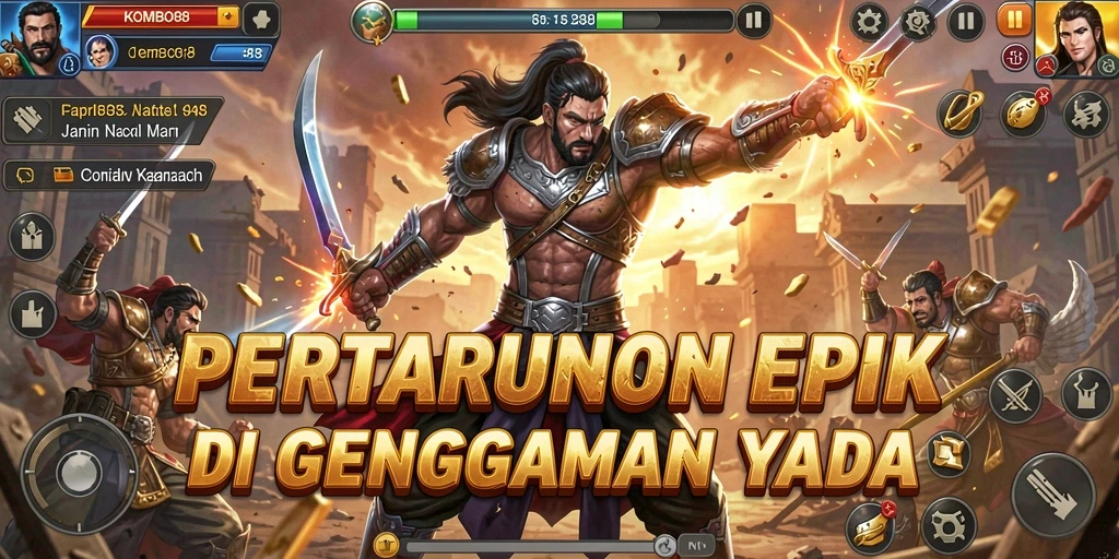 Screenshot utama KOMBO88 menampilkan aksi penuh adrenalin di arena Fighting.