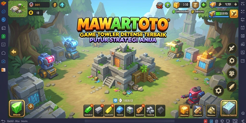 Screenshot gameplay menampilkan serangan menara di MAWARTOTO.
