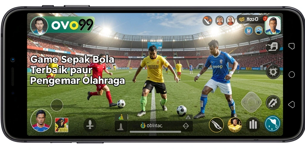 Tampilan gameplay OVO99 yang mendebarkan di lapangan sepak bola.