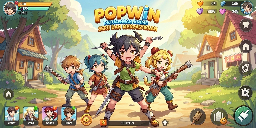 Tampilan gameplay POPWIN yang memukau dengan aksi seru.