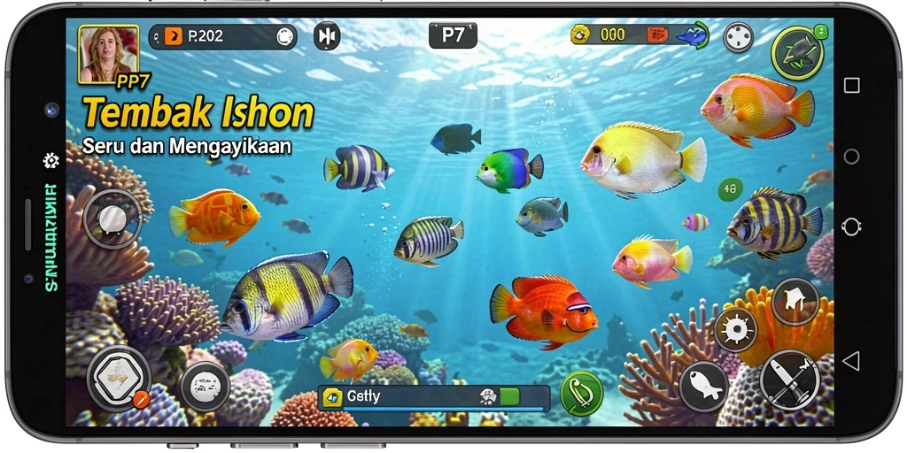 Screenshot menampilkan aksi seru dalam permainan Tembak Ikan PP7.