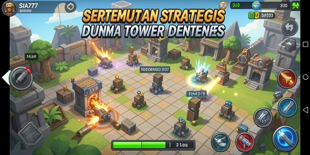 Tangkapan layar SIA777 menampilkan pertempuran intens dalam mode Tower Defense.