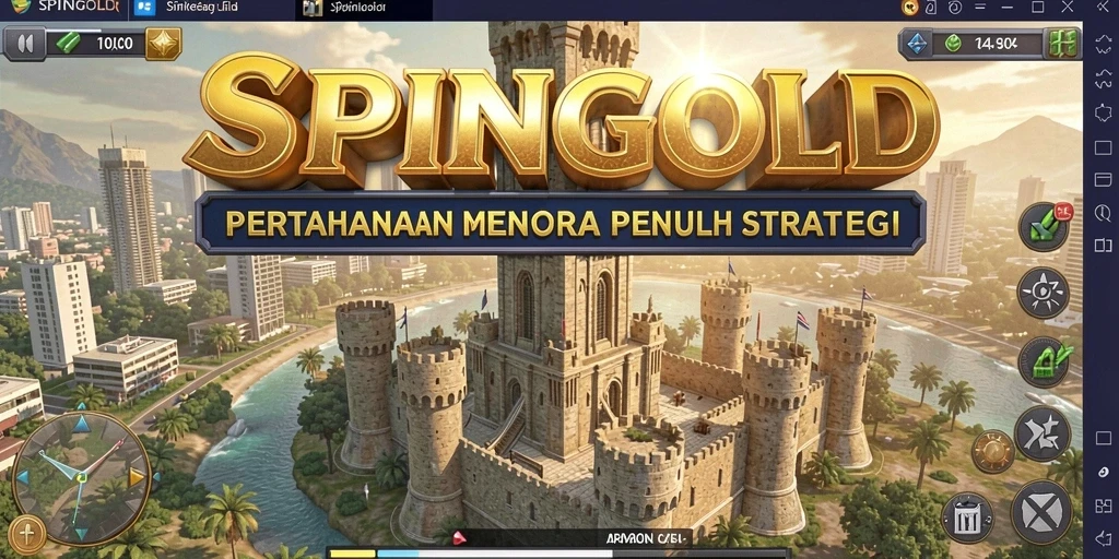 Screenshot gameplay <strong>SPINGOLD</strong> menampilkan strategi menara yang mendebarkan.
