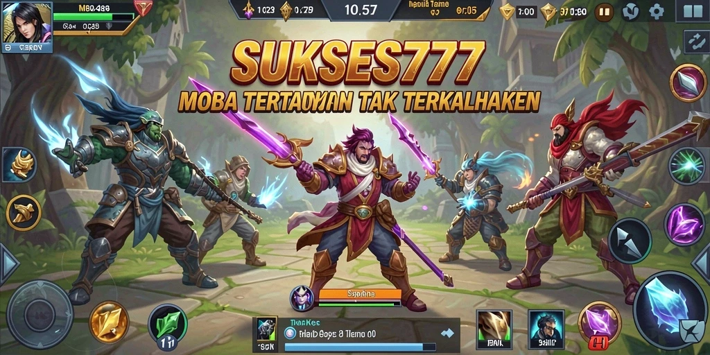 Screenshot gameplay MOBA yang mendebarkan di SUKSES777.