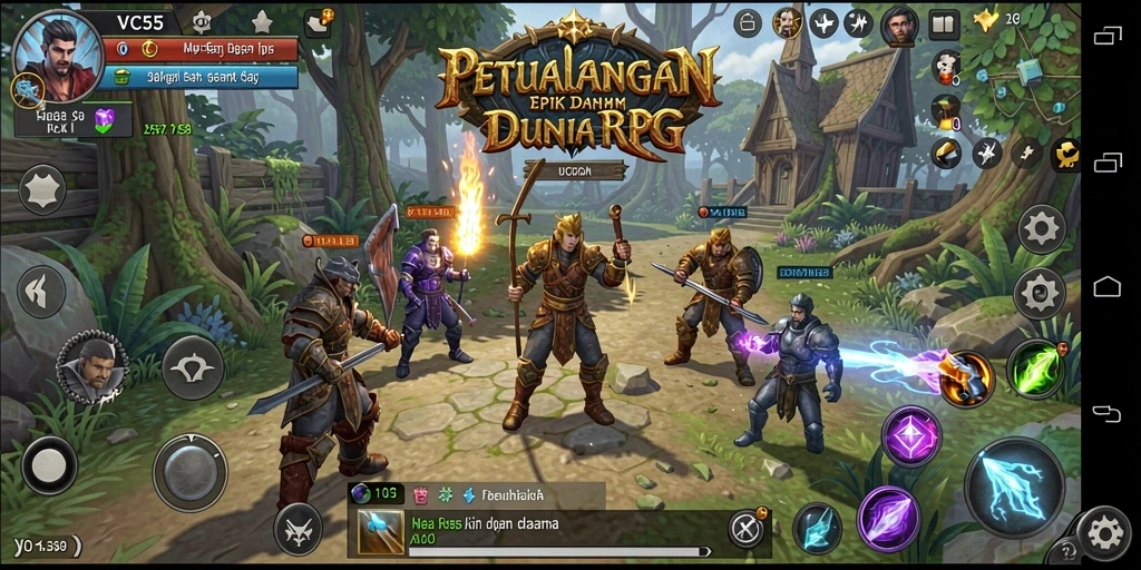 Tampilan gameplay VC55, menampilkan pertarungan epik dan eksplorasi mendalam.