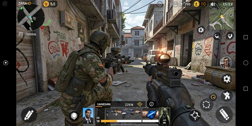 Gameplay mendebarkan dalam ZARA4D dengan aksi tembak-menembak intens.
